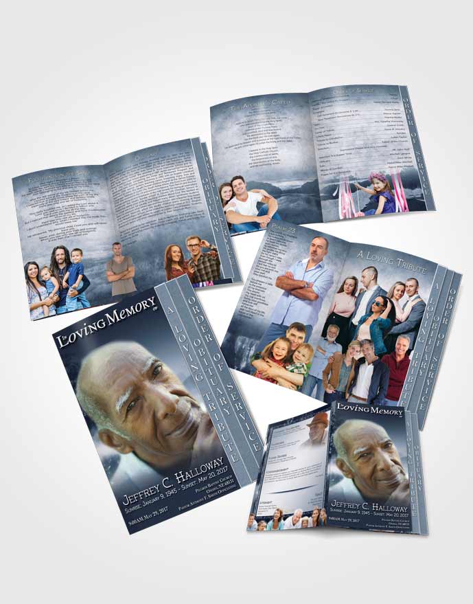 4 Page Grad Obituary Template Brochure Topaz Summer Reflection
