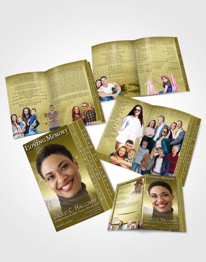 4 Page Grad Obituary Template Brochure Up in the Golden Sky