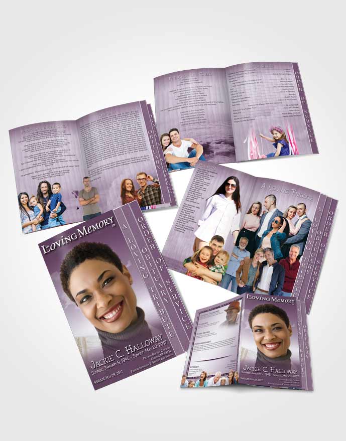 4 Page Grad Obituary Template Brochure Up in the Lavender Sky
