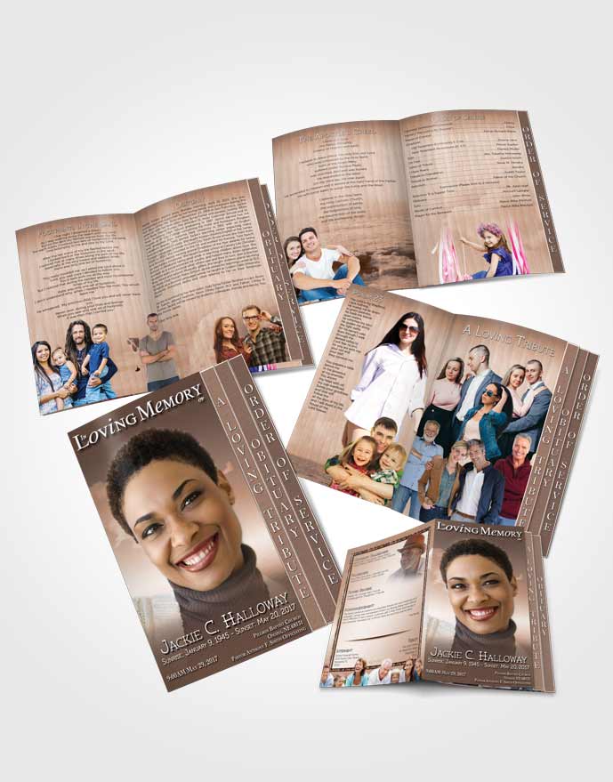 4 Page Grad Obituary Template Brochure Up in the Peach Sky