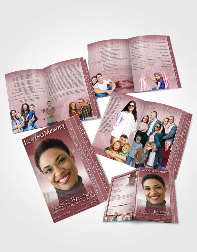 4 Page Grad Obituary Template Brochure Up in the Pink Sky