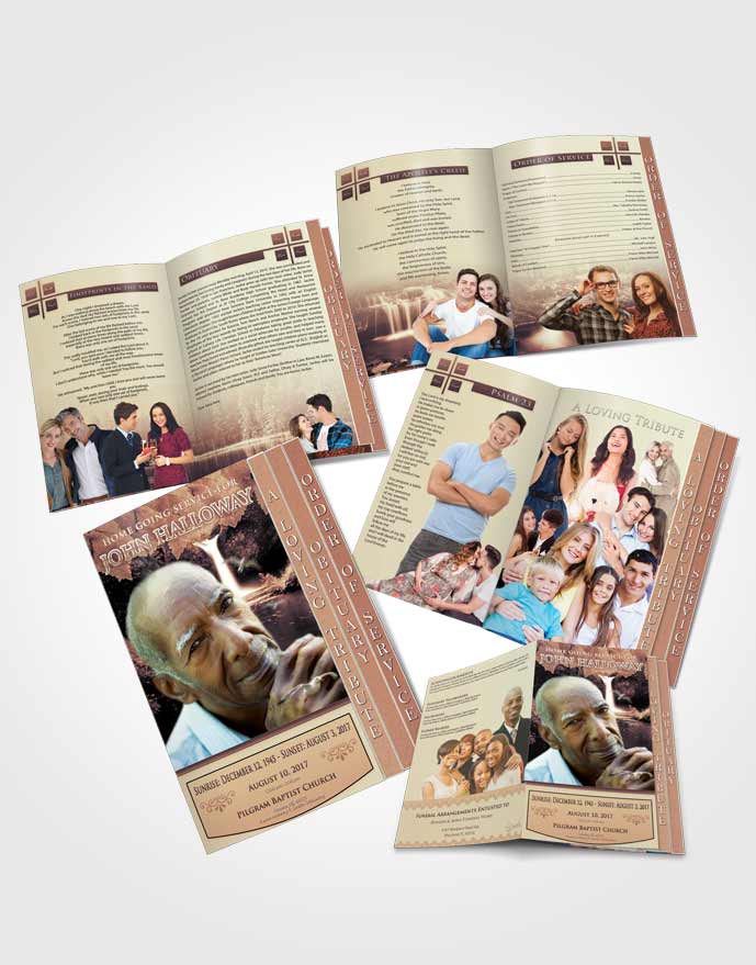 4 Page Grad Obituary Template Brochure Vintage Forest Magic