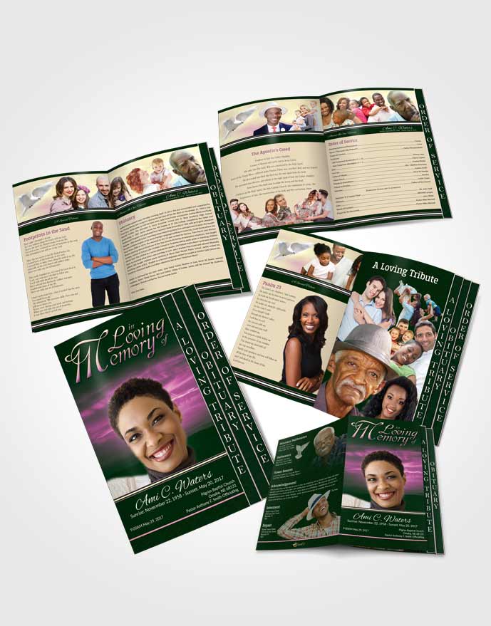 4 Page Grad Obituary Template Brochure Warm Higher Power