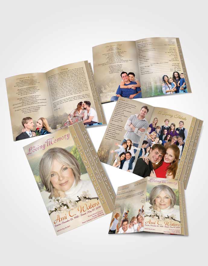 4 Page Grad Obituary Template Brochure Waterfall Heaven Golden Heritage
