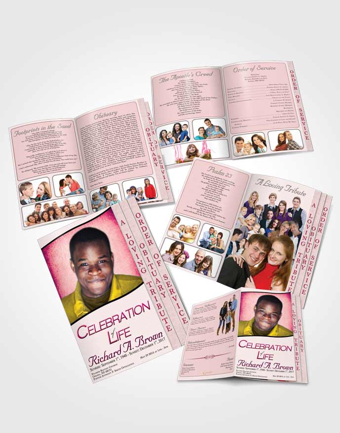 4 Page Grad Obituary Template Brochure Winter Bliss