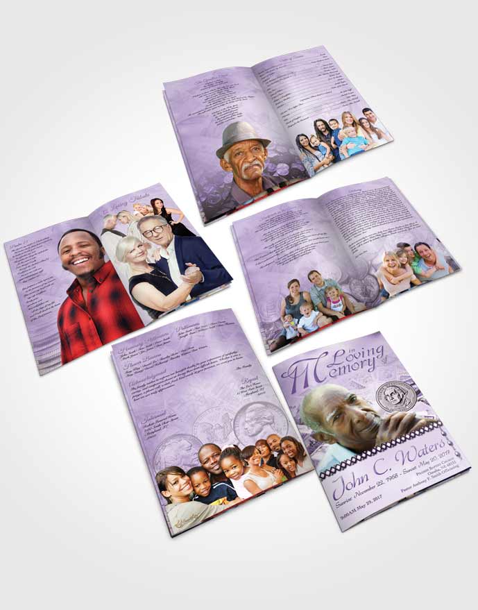 Booklet Memorial Folder Collecting Stamps and Coins Lavender Honor