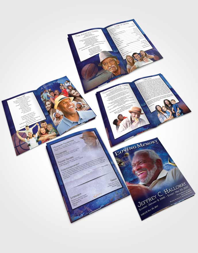Booklet Memorial Folder Deep Blue Basketball Star