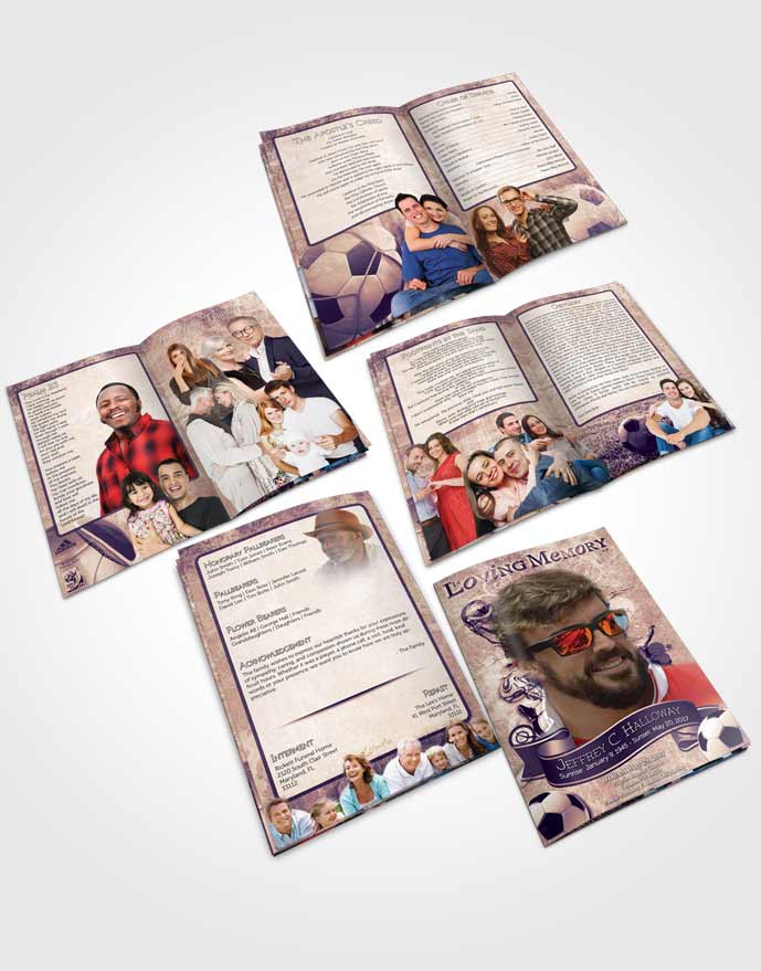 Booklet Memorial Folder Deep Lavender Bliss Soccer Superstar