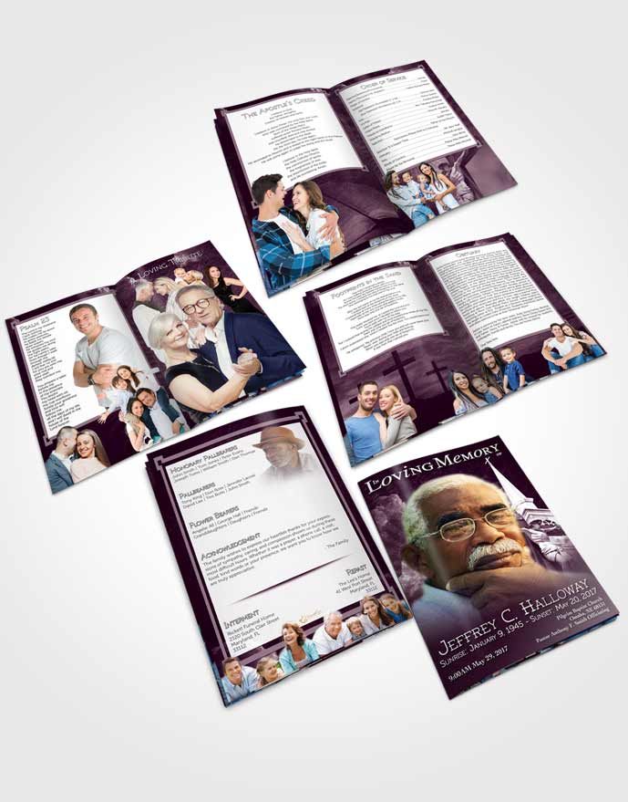 Booklet Memorial Folder Deep Lavender Christian Faith