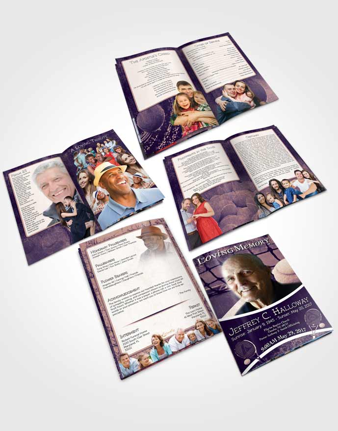 Booklet Memorial Folder Deep Lavender Tennis Star