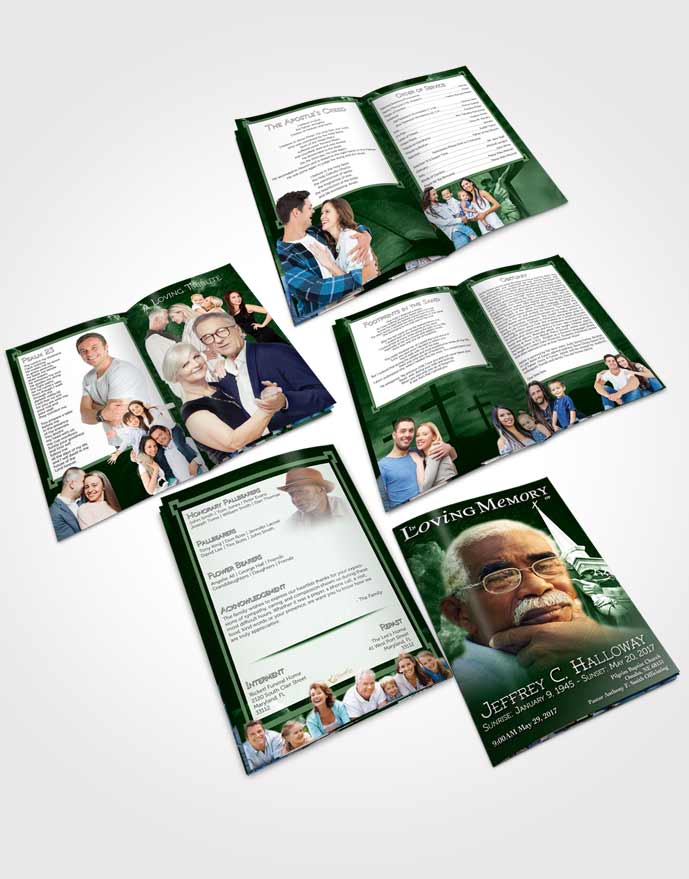 Booklet Memorial Folder Emerald Christian Faith