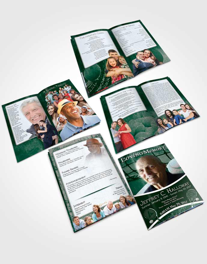 Booklet Memorial Folder Emerald Ocean Tennis Star