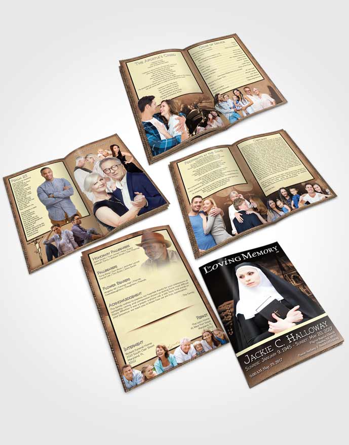 Booklet Memorial Folder Golden Heavenly Nun