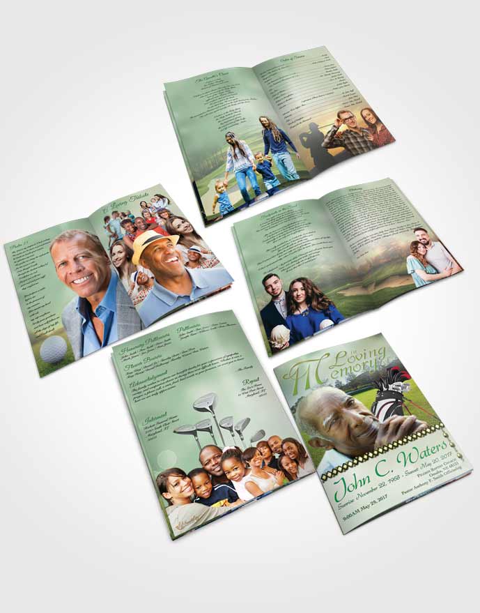 Booklet Memorial Folder Golfing Day Emerald Sky
