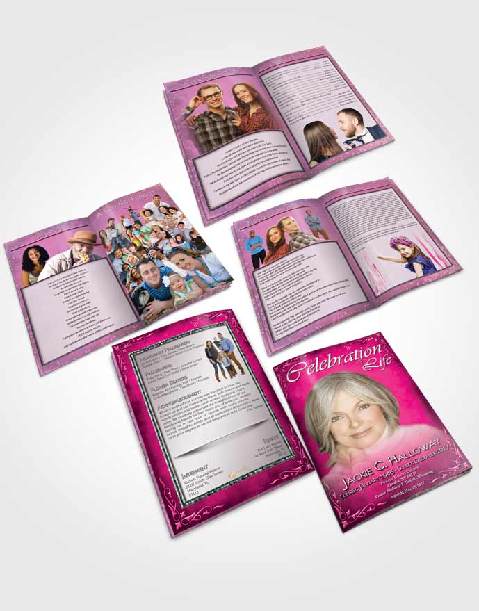 Booklet Memorial Folder Heavens Touch Hot Pink