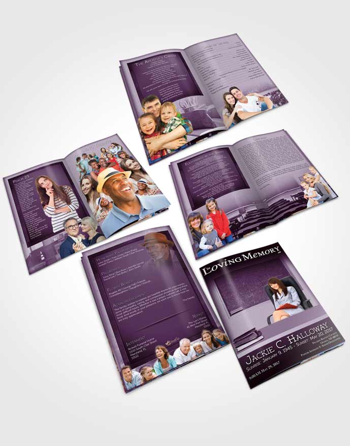 Booklet Memorial Folder Lavender Bliss Teacher Dark