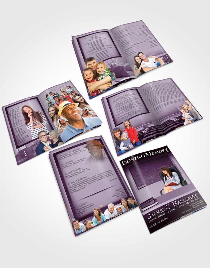 Booklet Memorial Folder Lavender Bliss Teacher Light