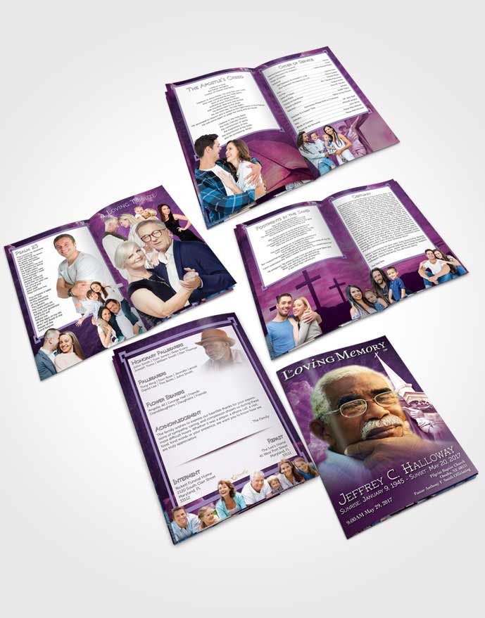 Booklet Memorial Folder Lavender Christian Faith