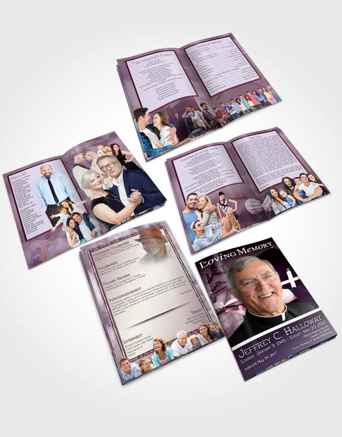 Booklet Memorial Folder Lavender Heavenly Priest