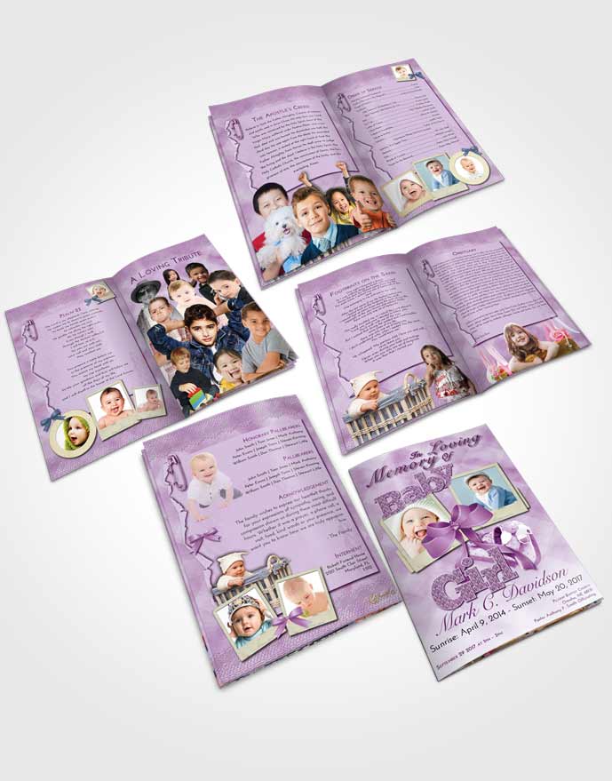 Booklet Memorial Folder Lavender Sunrise Baby Girl