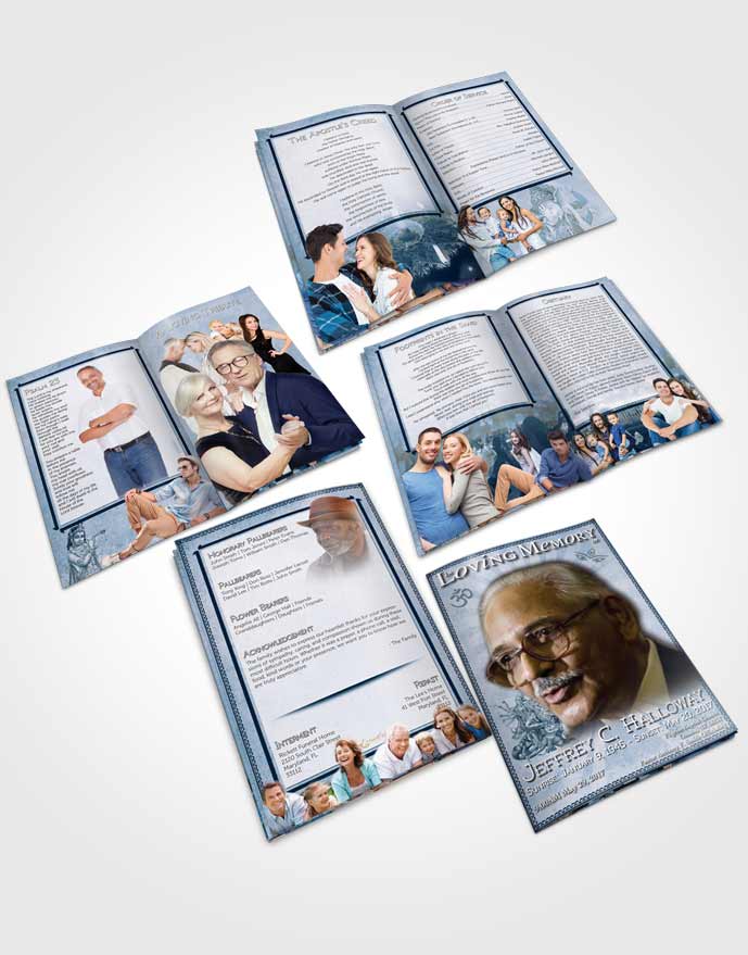Booklet Memorial Folder Ocean Blue Hindu Faith