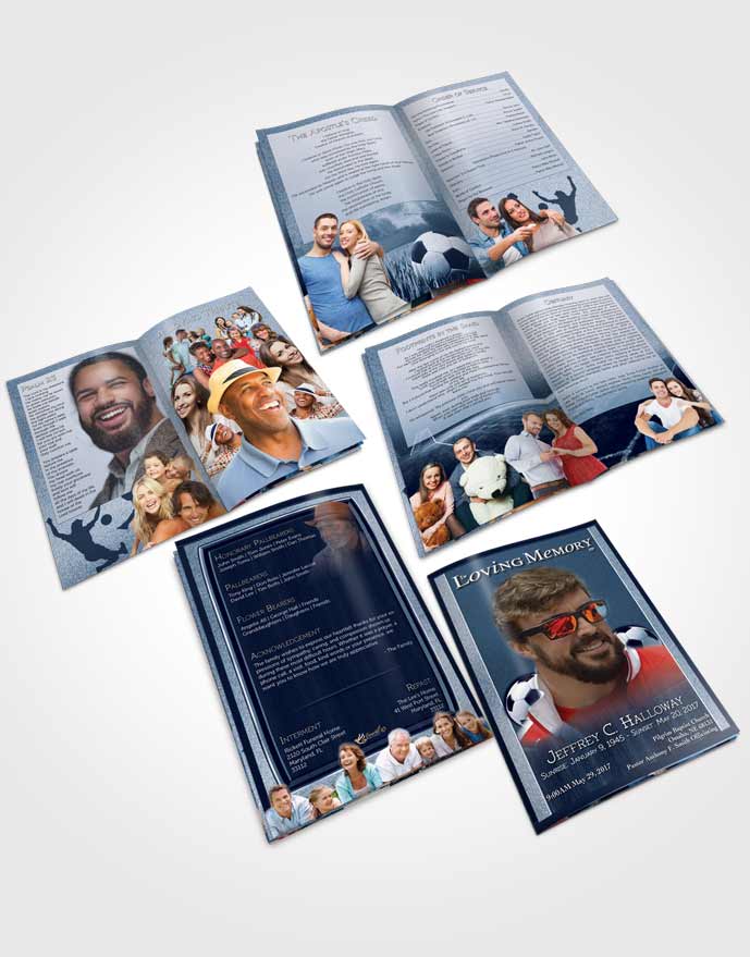 Booklet Memorial Folder Ocean Blue Soccer Star