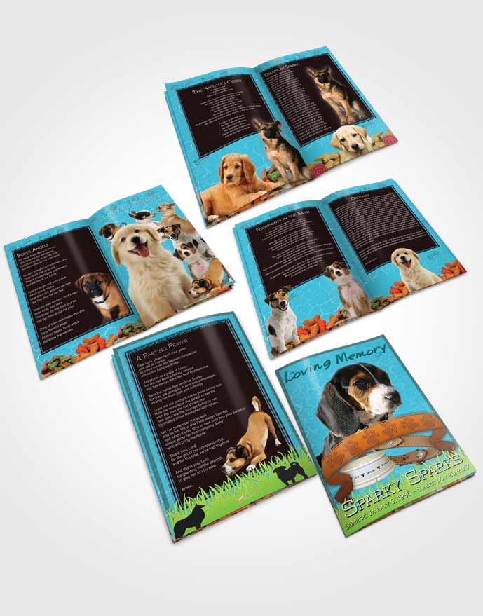 Booklet Memorial Folder Ocean Blue Sparky the Dog