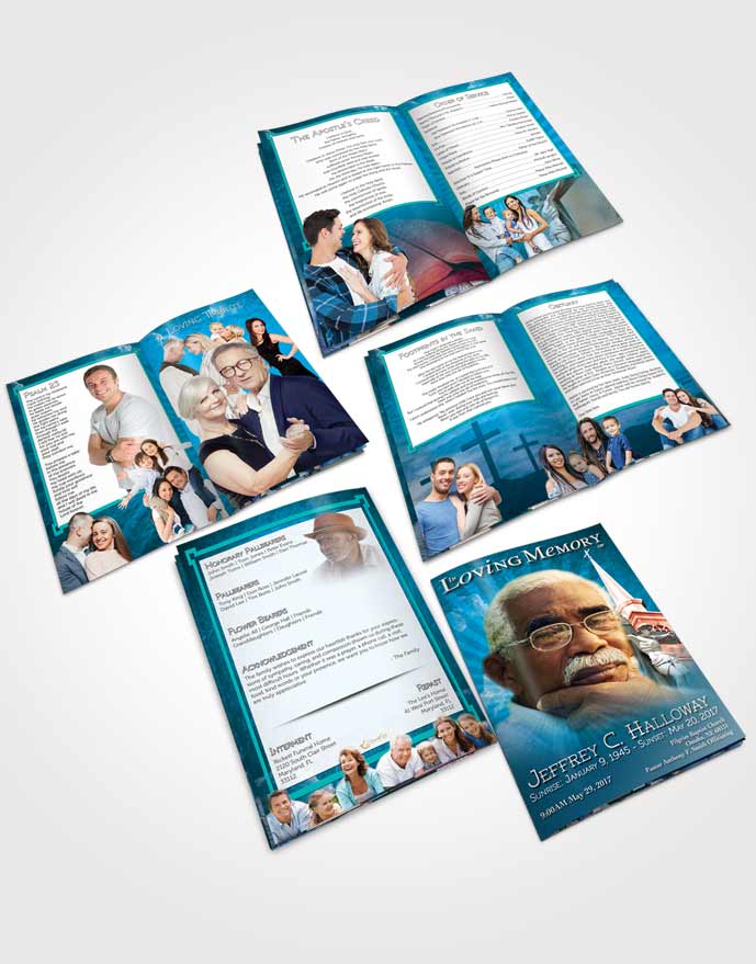 Booklet Memorial Folder Ocean Escape Christian Faith