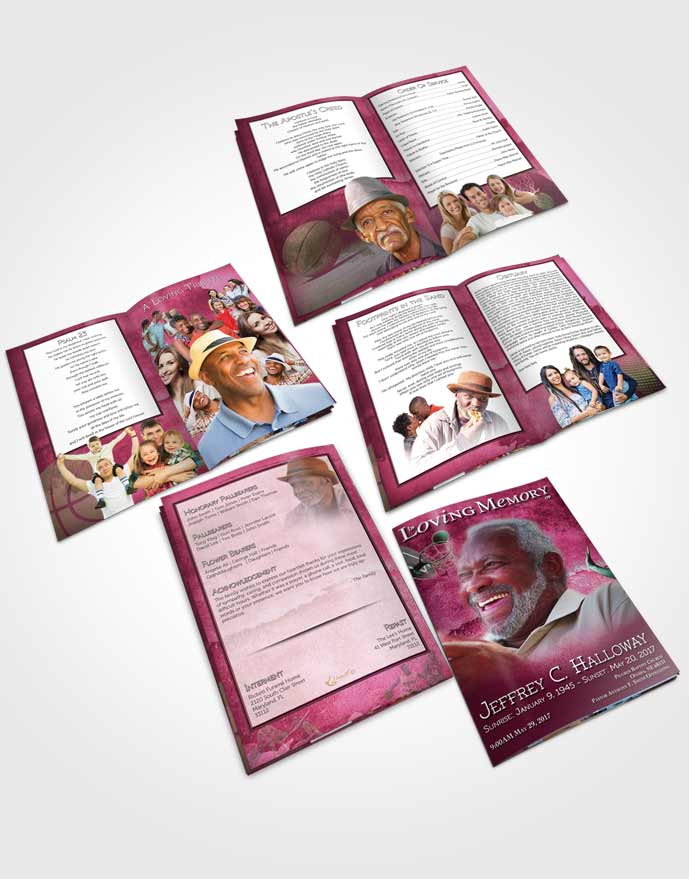 Booklet Memorial Folder Pink Basketball Star