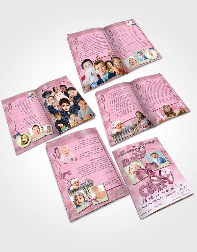 Booklet Memorial Folder Pink Faith Baby Girl