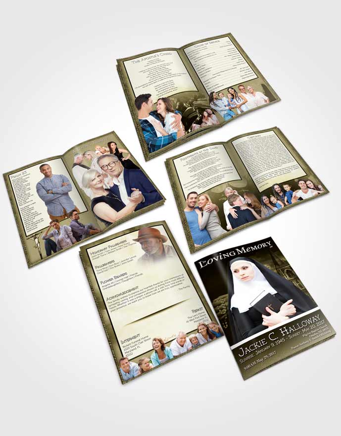 Booklet Memorial Folder Rustic Heavenly Nun