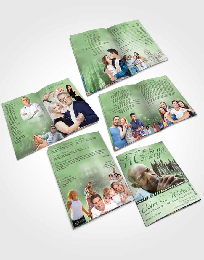 Booklet Memorial Folder Spring Cathedral Emerald Glow