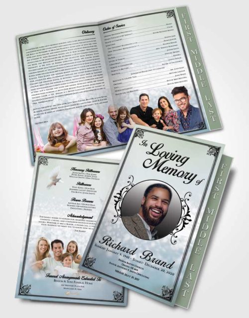 2 Page Graduated Step Fold Funeral Program Template Brochure Afternoon Class Light