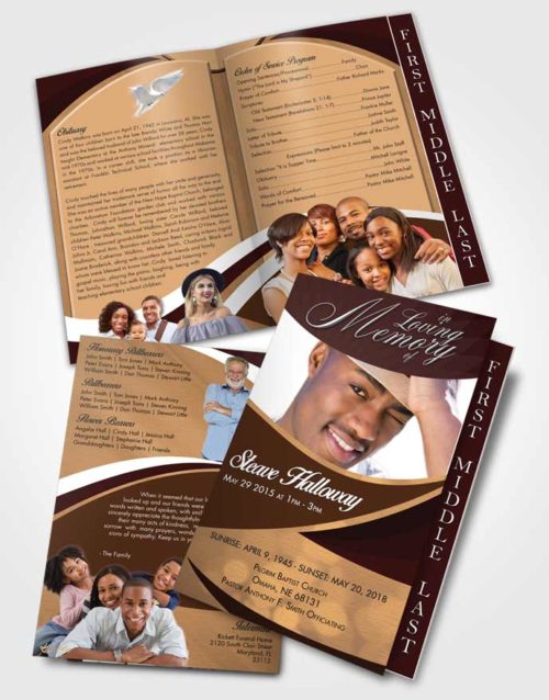 2 Page Graduated Step Fold Funeral Program Template Brochure Afternoon Diligence