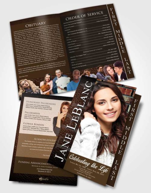 2 Page Graduated Step Fold Funeral Program Template Brochure Afternoon Passion