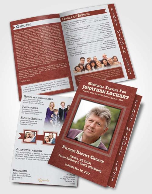 2 Page Graduated Step Fold Funeral Program Template Brochure Brilliant Intensity