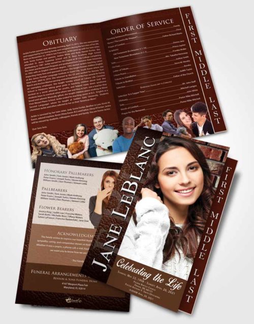 2 Page Graduated Step Fold Funeral Program Template Brochure Brilliant Passion