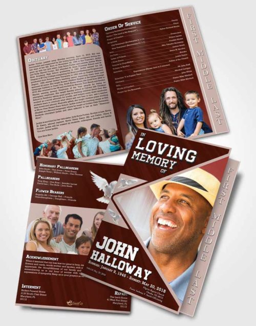 2 Page Graduated Step Fold Funeral Program Template Brochure Brilliant Vigor