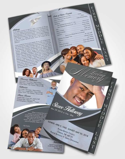 2 Page Graduated Step Fold Funeral Program Template Brochure Collected Diligence