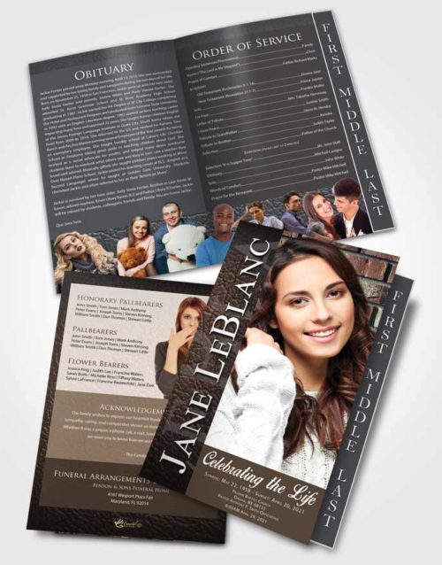 2 Page Graduated Step Fold Funeral Program Template Brochure Collected Passion