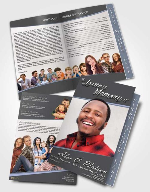2 Page Graduated Step Fold Funeral Program Template Brochure Collected Vitality