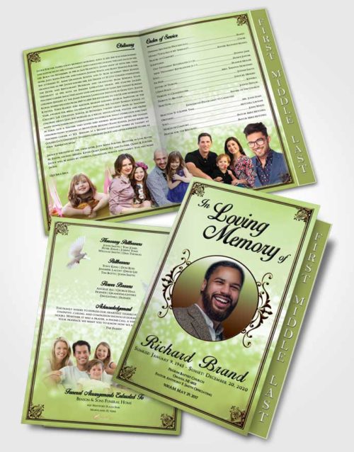 2 Page Graduated Step Fold Funeral Program Template Brochure Composed Class Light