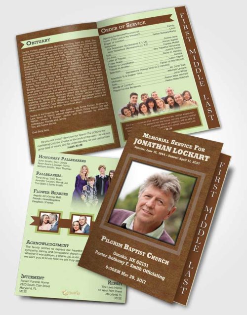 2 Page Graduated Step Fold Funeral Program Template Brochure Composed Intensity