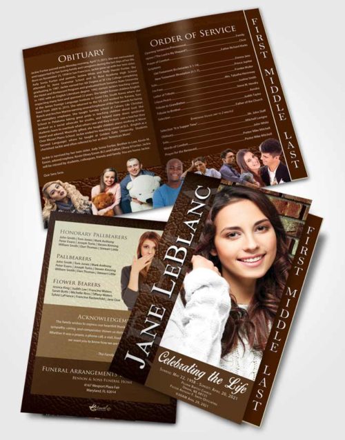 2 Page Graduated Step Fold Funeral Program Template Brochure Composed Passion