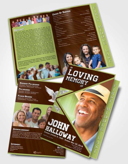 2 Page Graduated Step Fold Funeral Program Template Brochure Composed Vigor