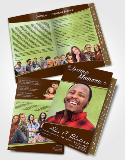 2 Page Graduated Step Fold Funeral Program Template Brochure Composed Vitality