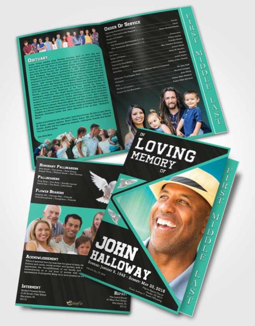 2 Page Graduated Step Fold Funeral Program Template Brochure Cordial Vigor