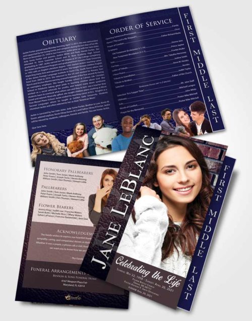 2 Page Graduated Step Fold Funeral Program Template Brochure Dazzling Passion