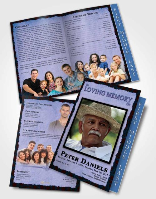 2 Page Graduated Step Fold Funeral Program Template Brochure Devoted Outback