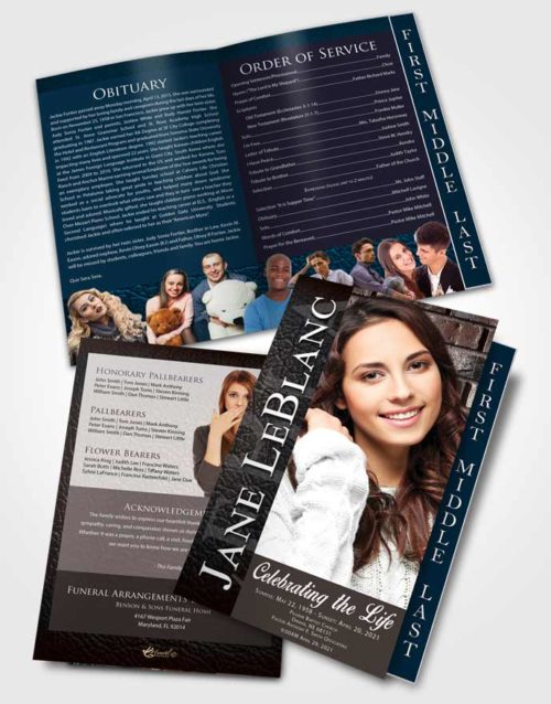 2 Page Graduated Step Fold Funeral Program Template Brochure Devoted Passion